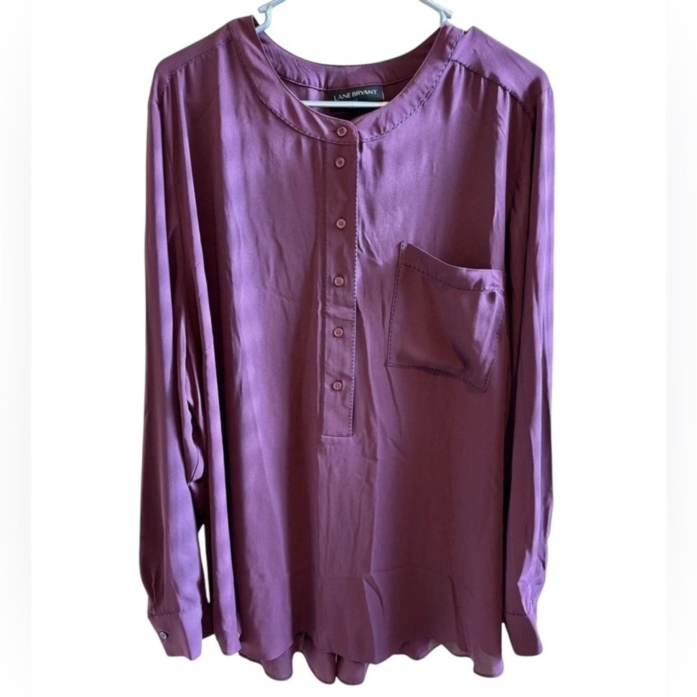 Lane Bryant Maroon Blouse With Black Accent Stitching Sz 22/24